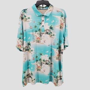 Walter Hagen Performance 11 Novelty Golf Polo Resort Landscape Blue White XLarge